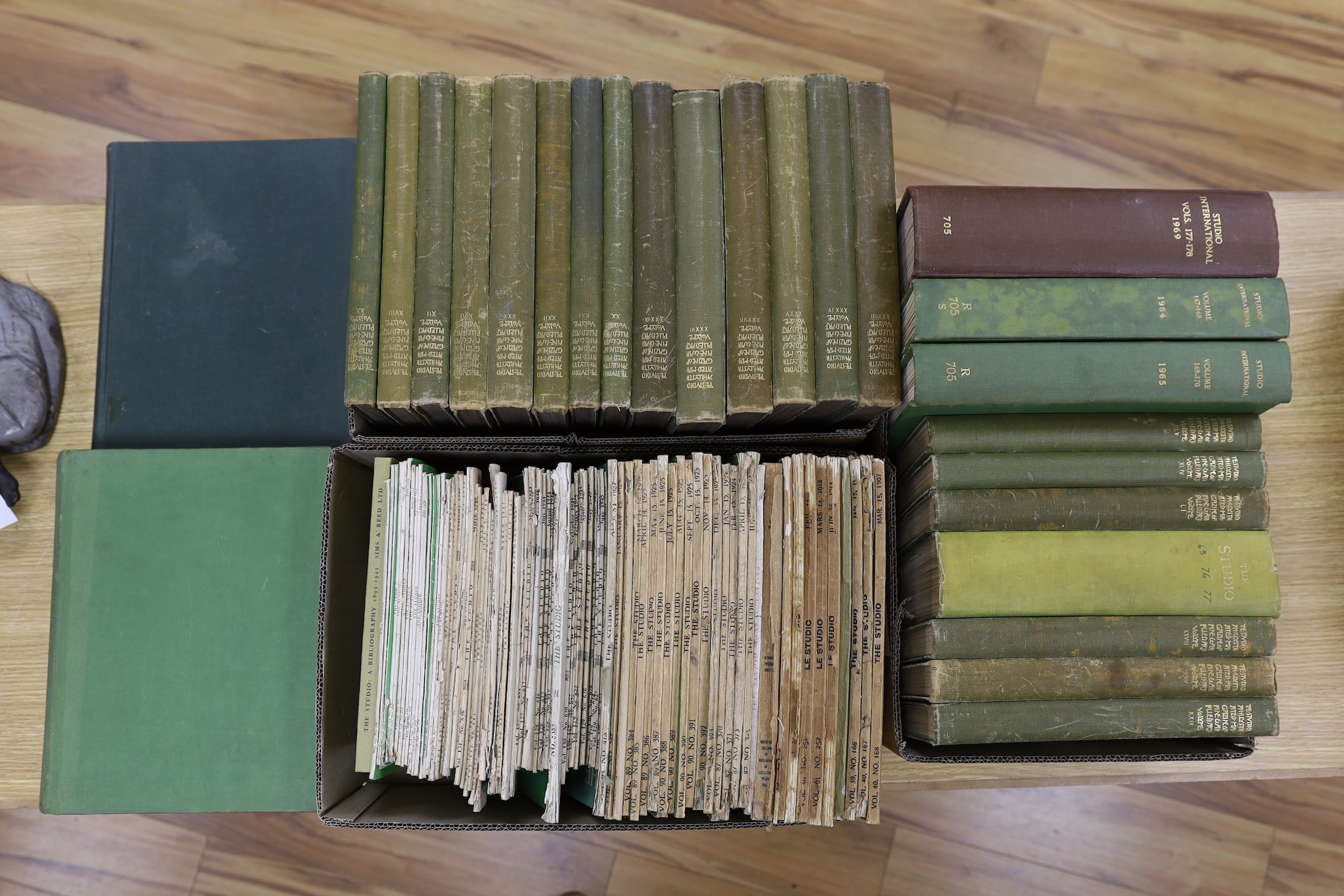 The Studio - the following bound vols (publisher's cloth): 12, 17, 18, 20 - 22, 25, 29, 30, 33-37, 39, 44, 45 and 51 (1898-1911); together with loose monthly issues (original wrappers): 1906-1956, 72 various